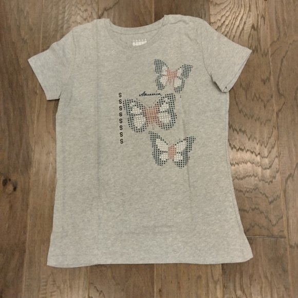 NWT America Butterflies Ladies Heather Gray Ladies Short Sleeve Tee - Picture 5 of 5
